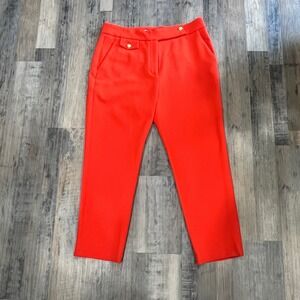 Veronica Beard Red Gold Button Tailored Straight Leg Pants Size 14 NEW